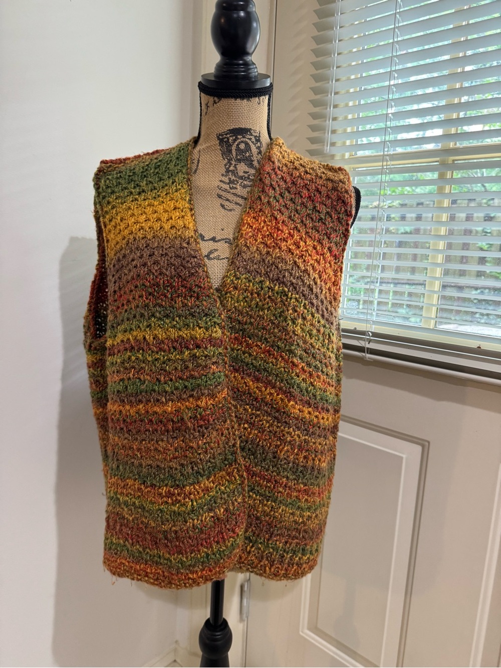 Autumn Stripe handmade Knit Vest - Multicolor